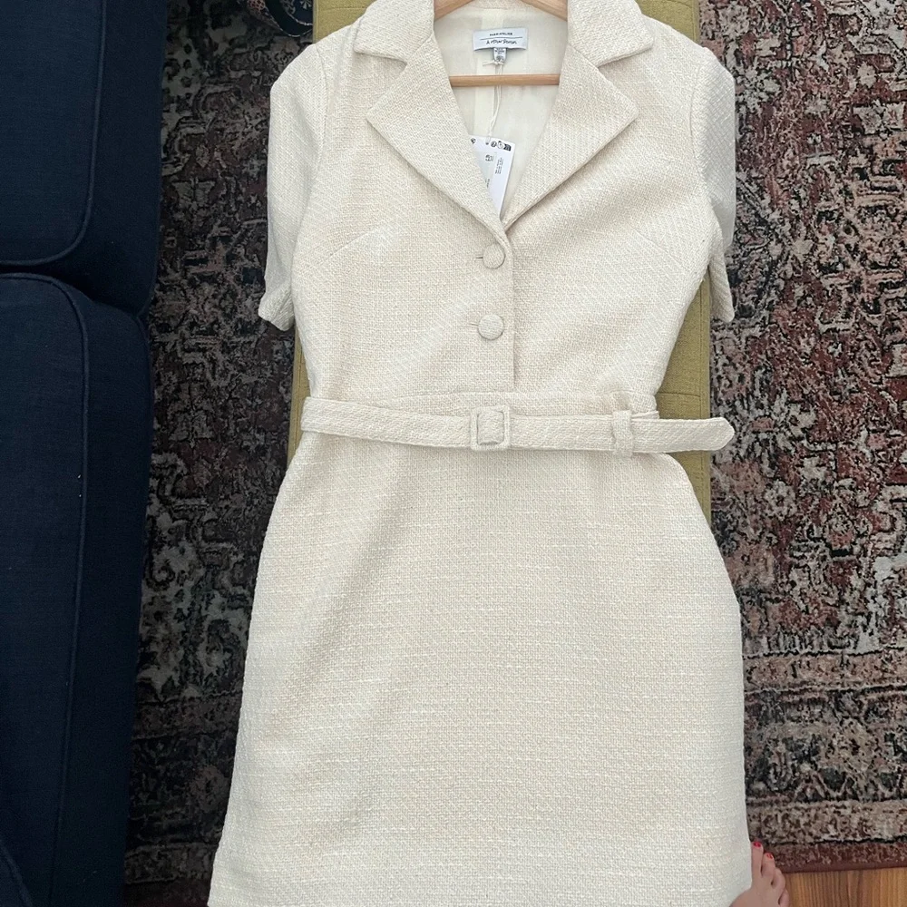 & Other Stories Cream Textured Mini Dress - Picture 4 of 7